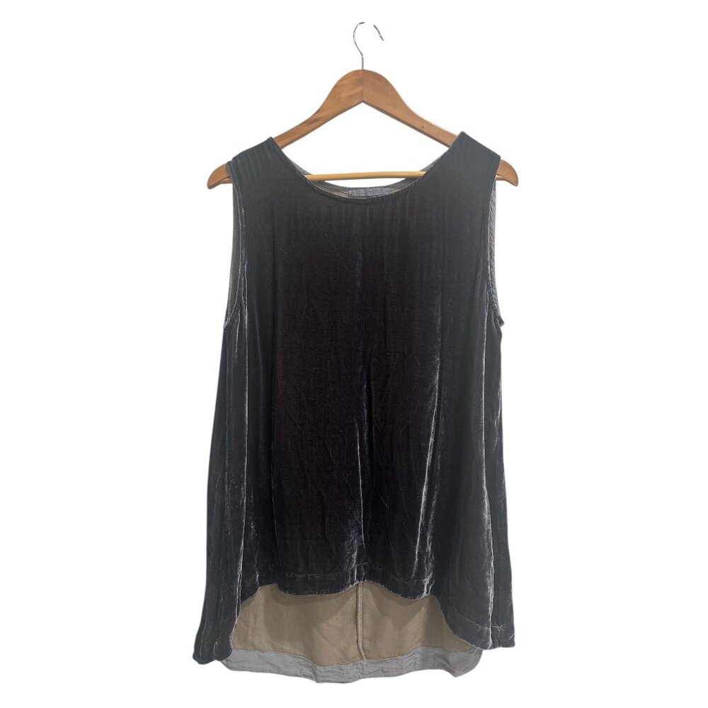 Cut Loose Rayon Silk Sleeveless Tunic Top L Made USA Layered Hem - Picture 2 of 7